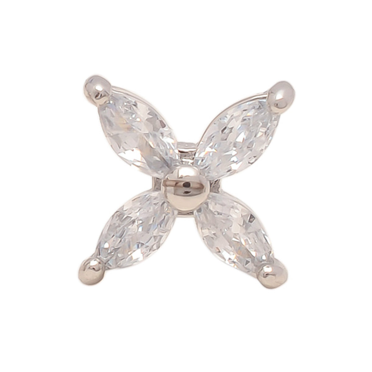 White Polish Floral Design Stud Earrings Pair