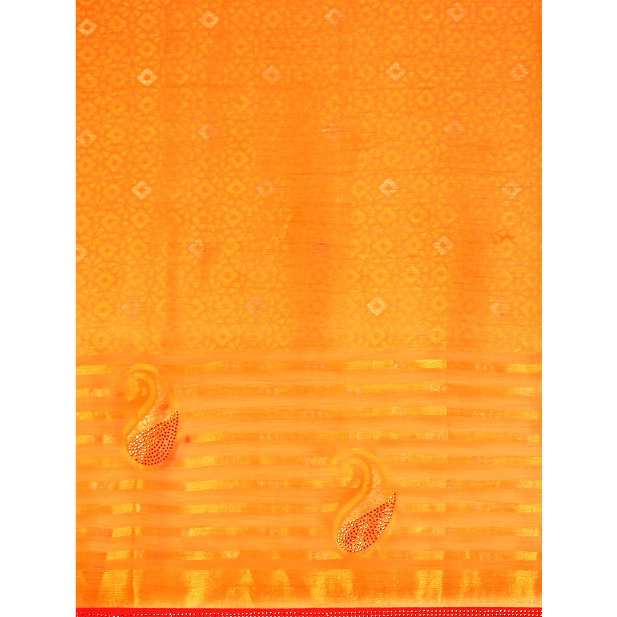 Yellow Foil Printed With Swarovski Brasso Saree