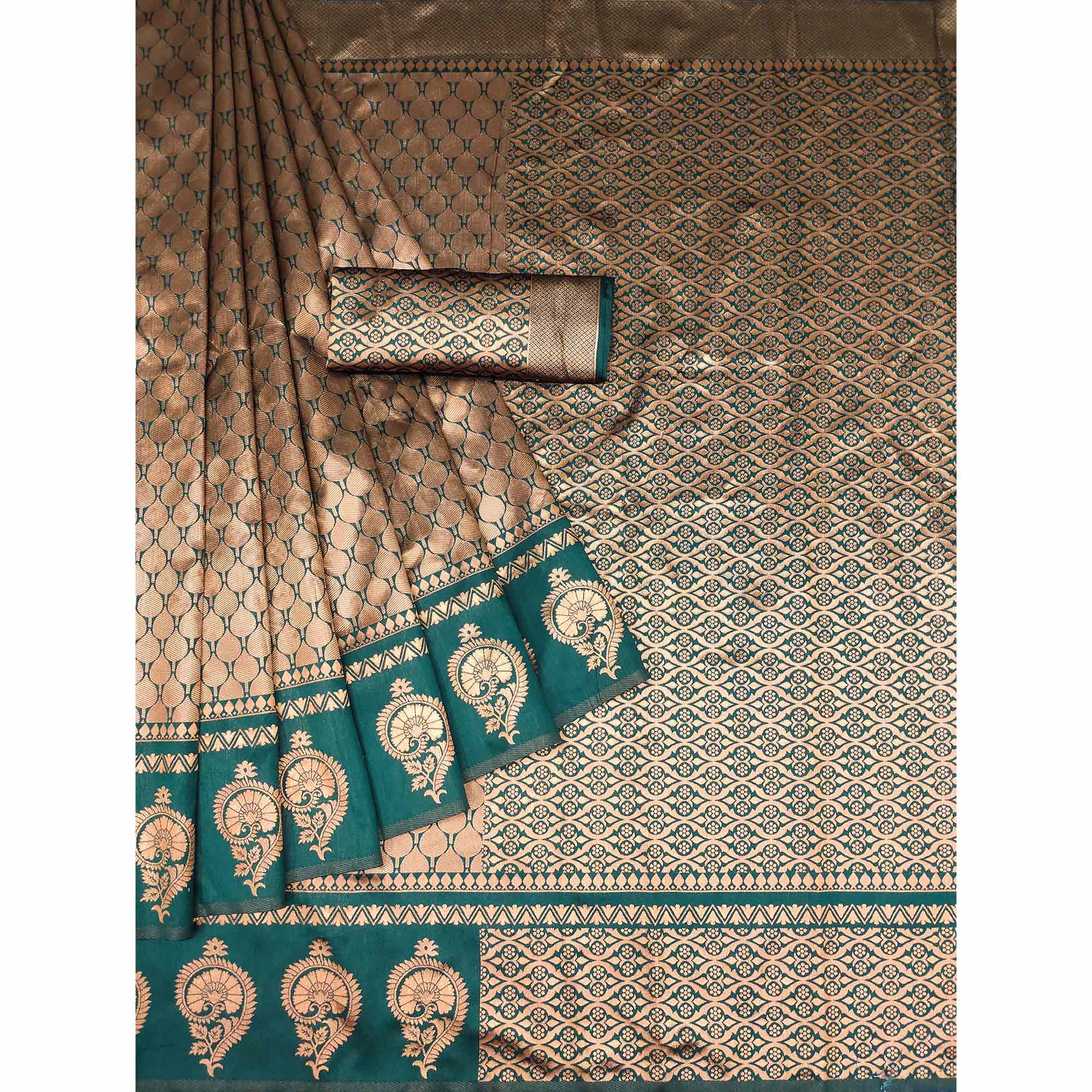 Green Woven Banarasi Silk Saree