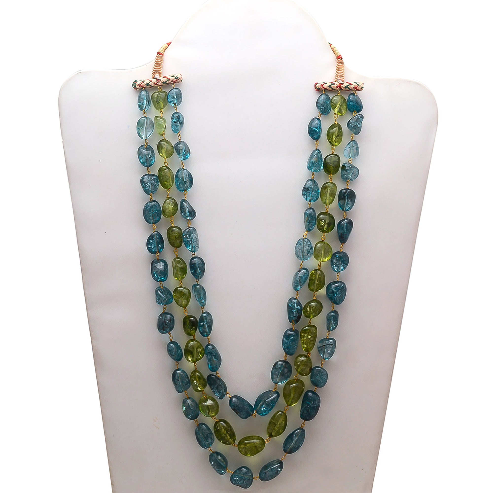 Green And Blue Un-Shaped Stones Mala