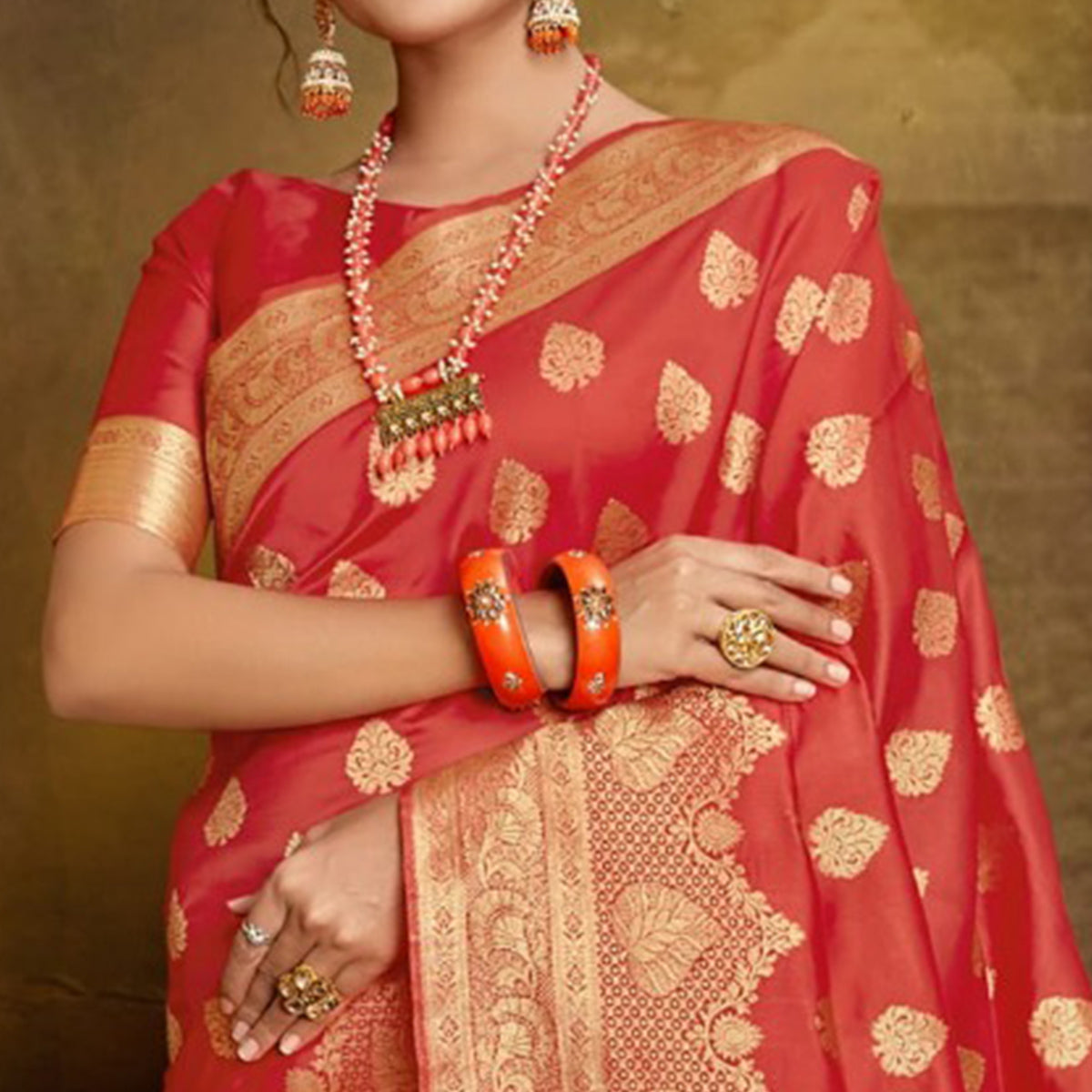 Pink Woven Banarasi Silk Saree With Tassels