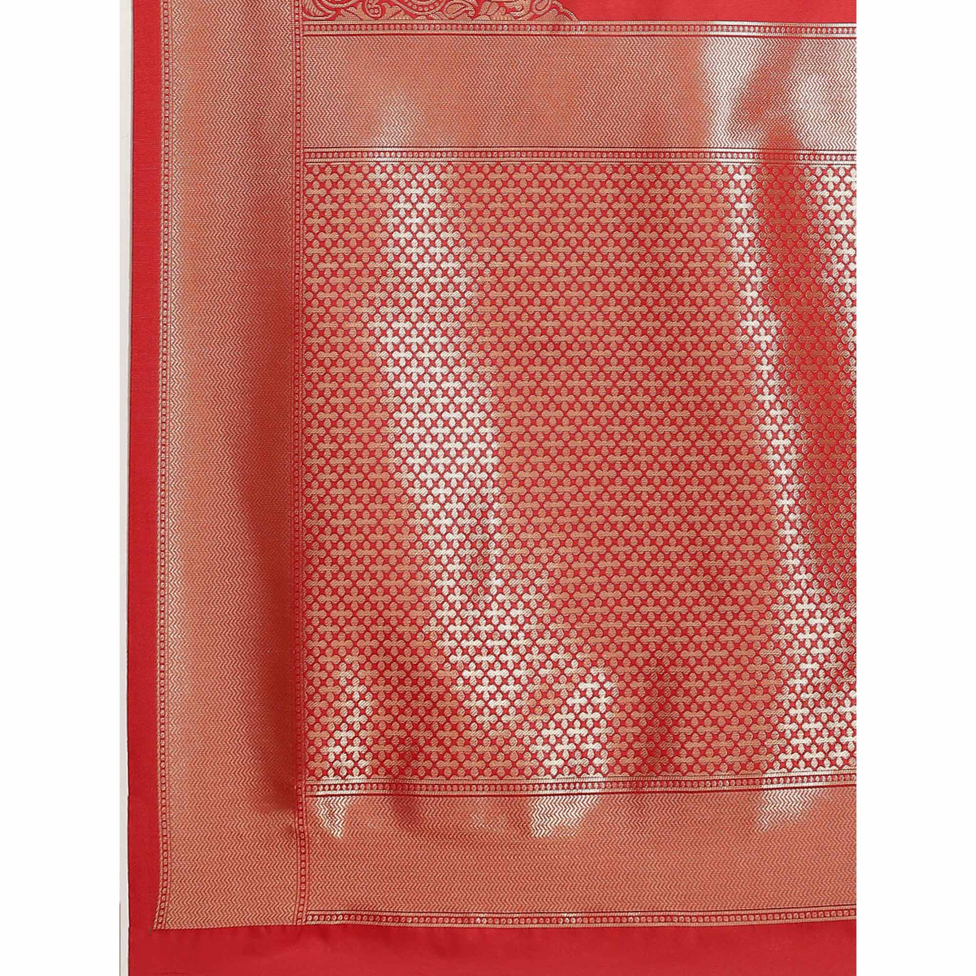 Red Woven Banarasi Silk Saree