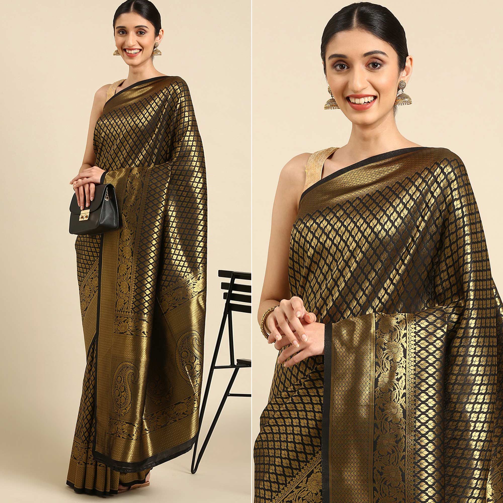 Black Woven Kanjivaram Silk Saree