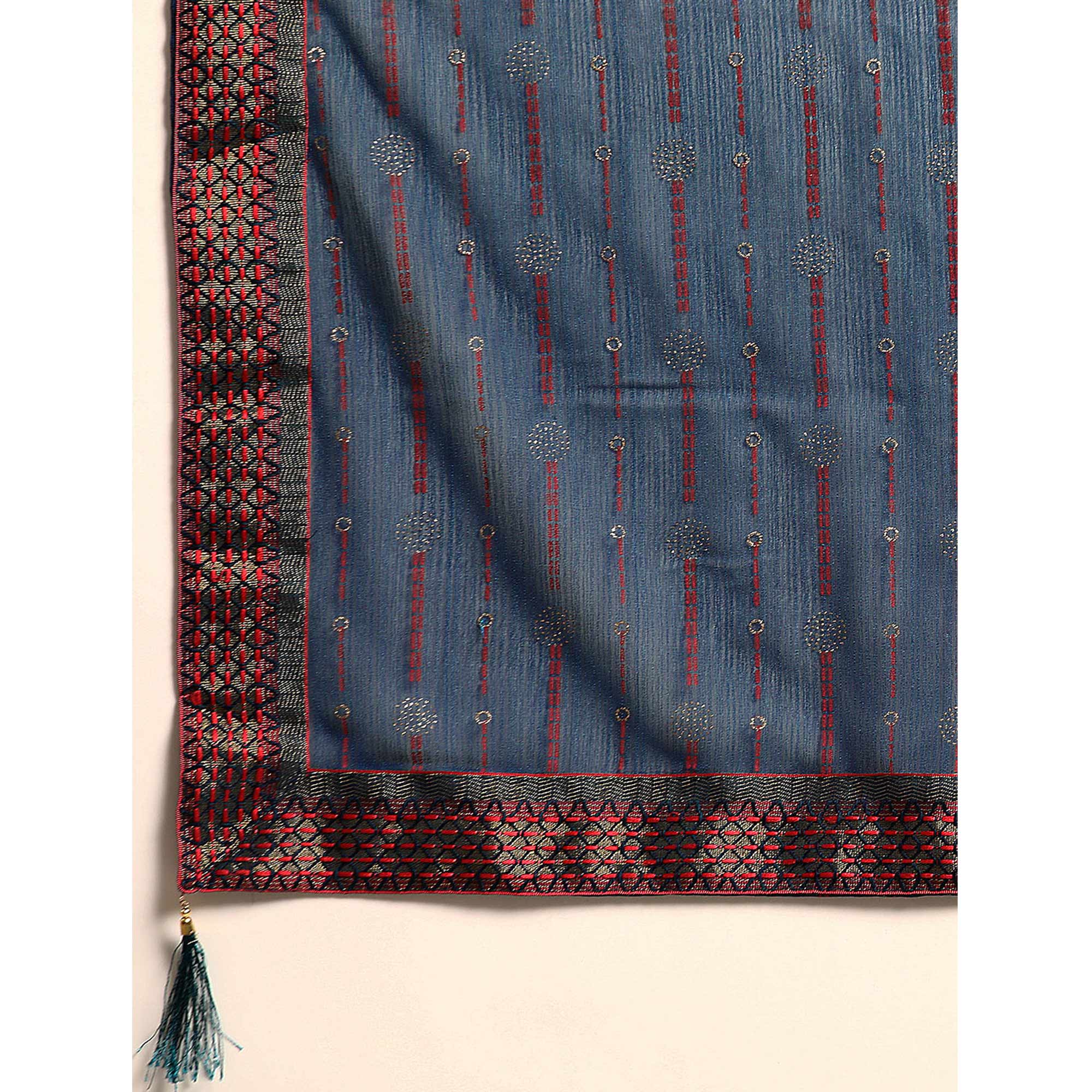 Blue Foil Printed Zomato Saree