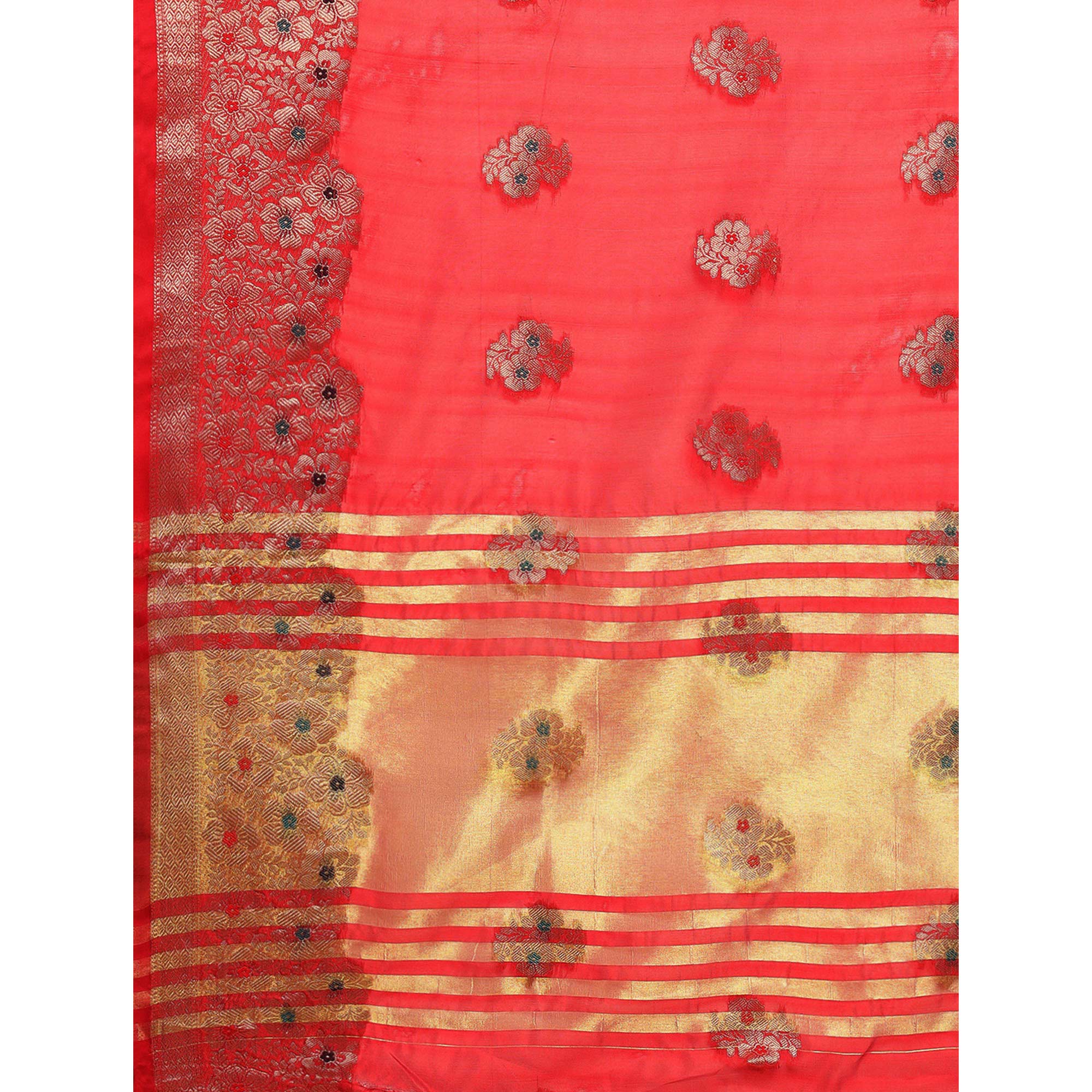 Rani Pink Woven Organza Saree