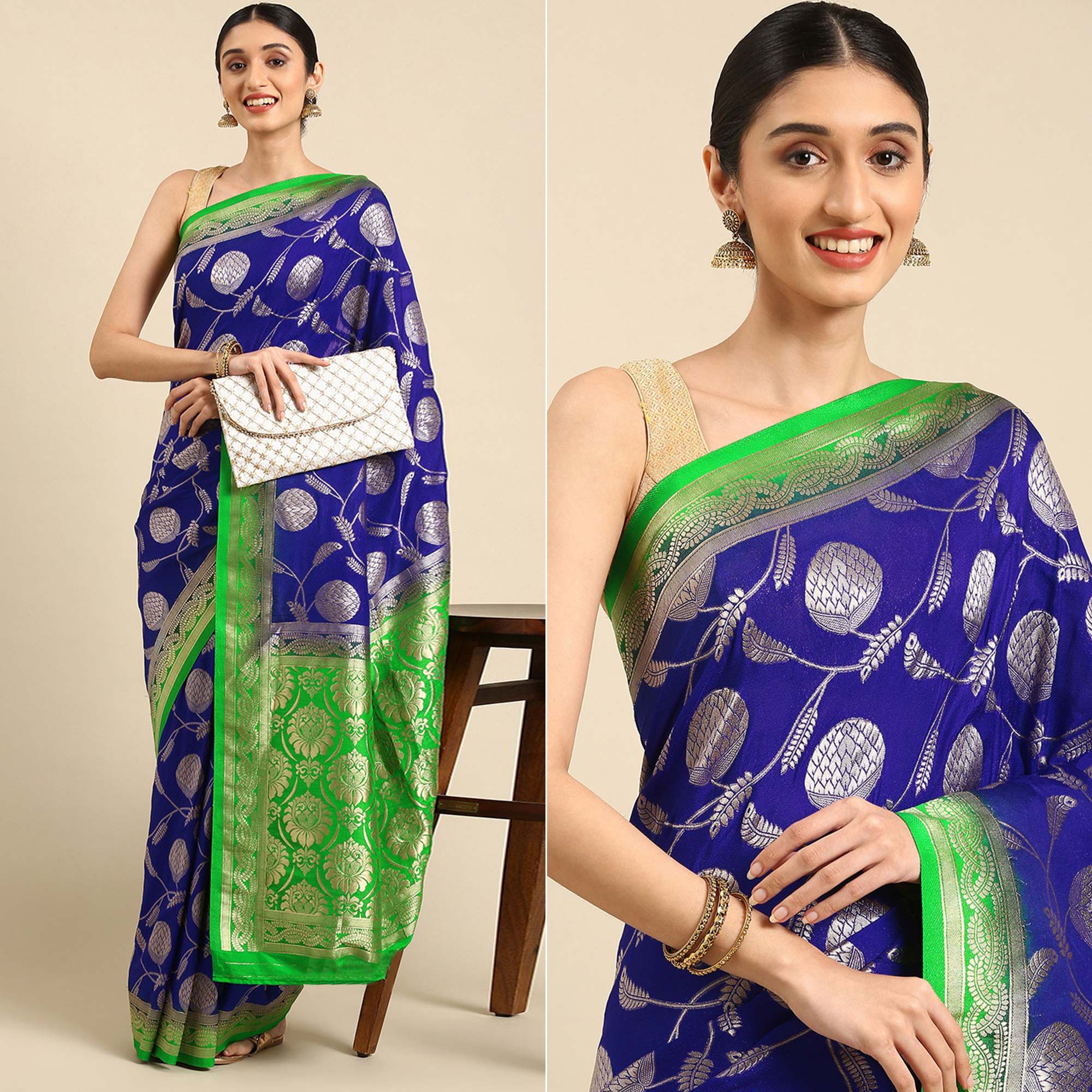 Blue Woven Kanjivaram Silk Saree