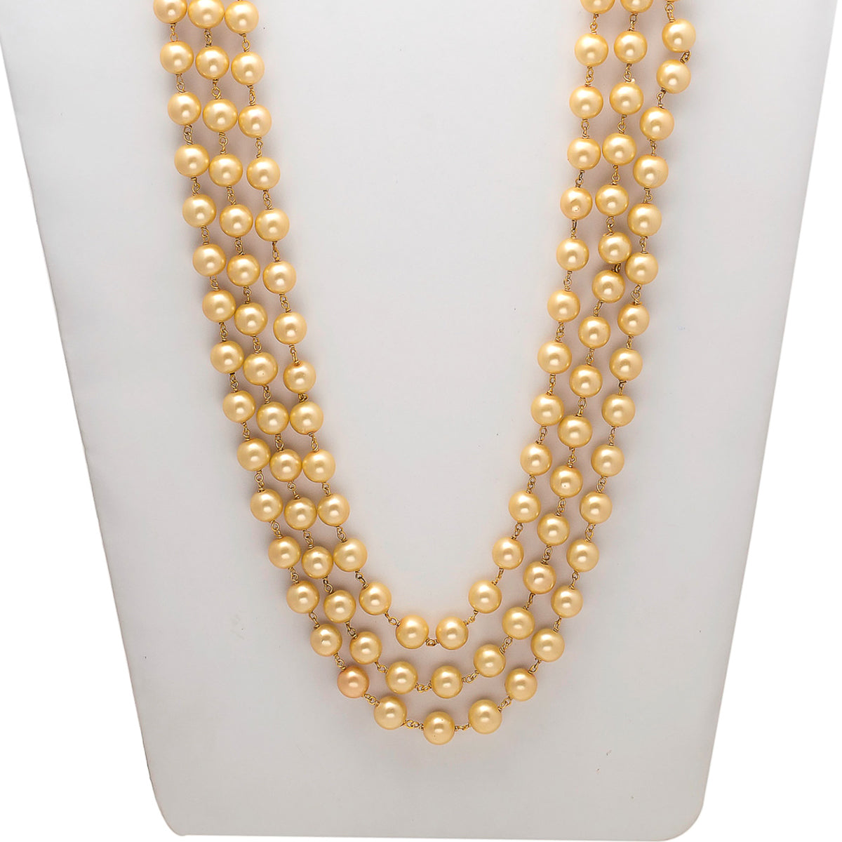 Cream Three Line Pearl Necklace