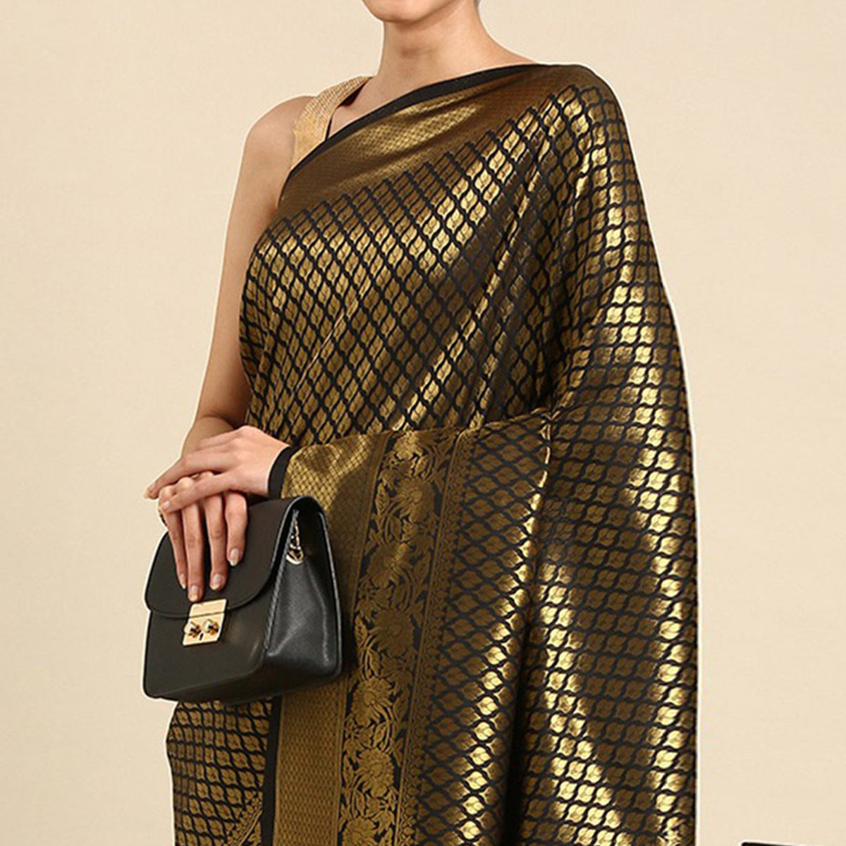 Black Woven Kanjivaram Silk Saree