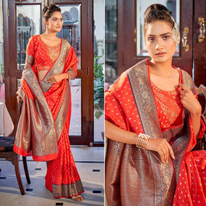Red Woven Banarasi Silk Saree