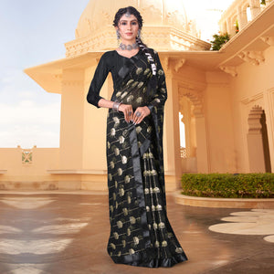 Black Sequins Embroidered Georgette Saree
