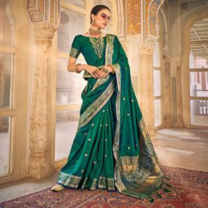 Green Woven Satin Saree
