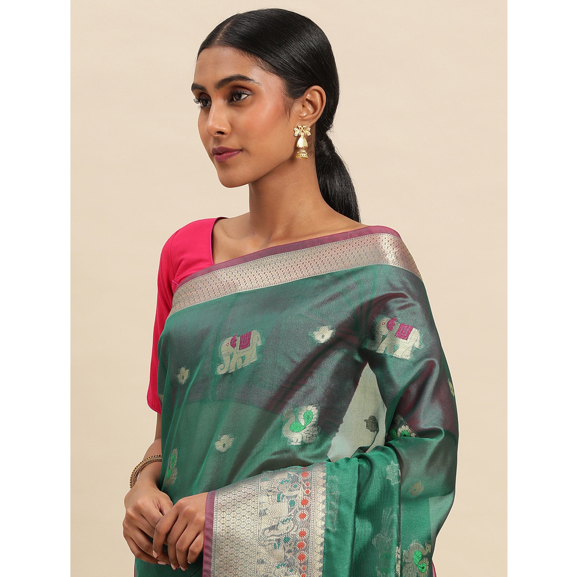 Rama Woven Organza Saree