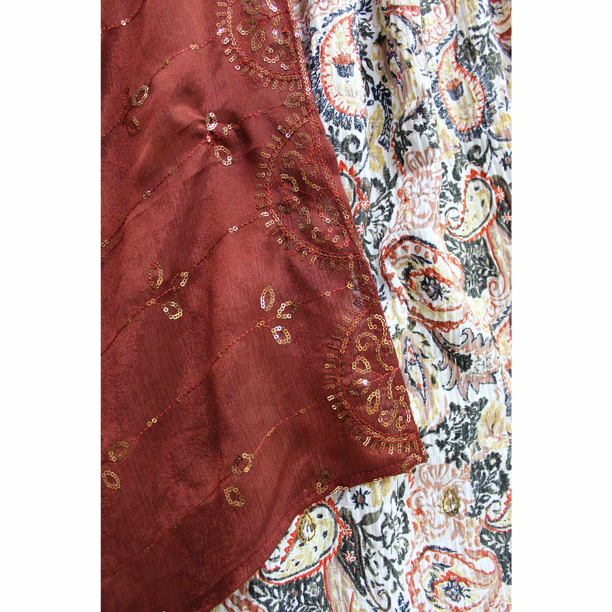 Offwhite Printed Art Silk Lehenga Choli
