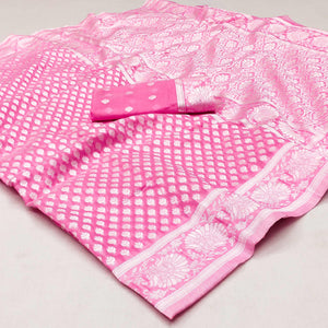 Pink Woven Cotton Silk Saree