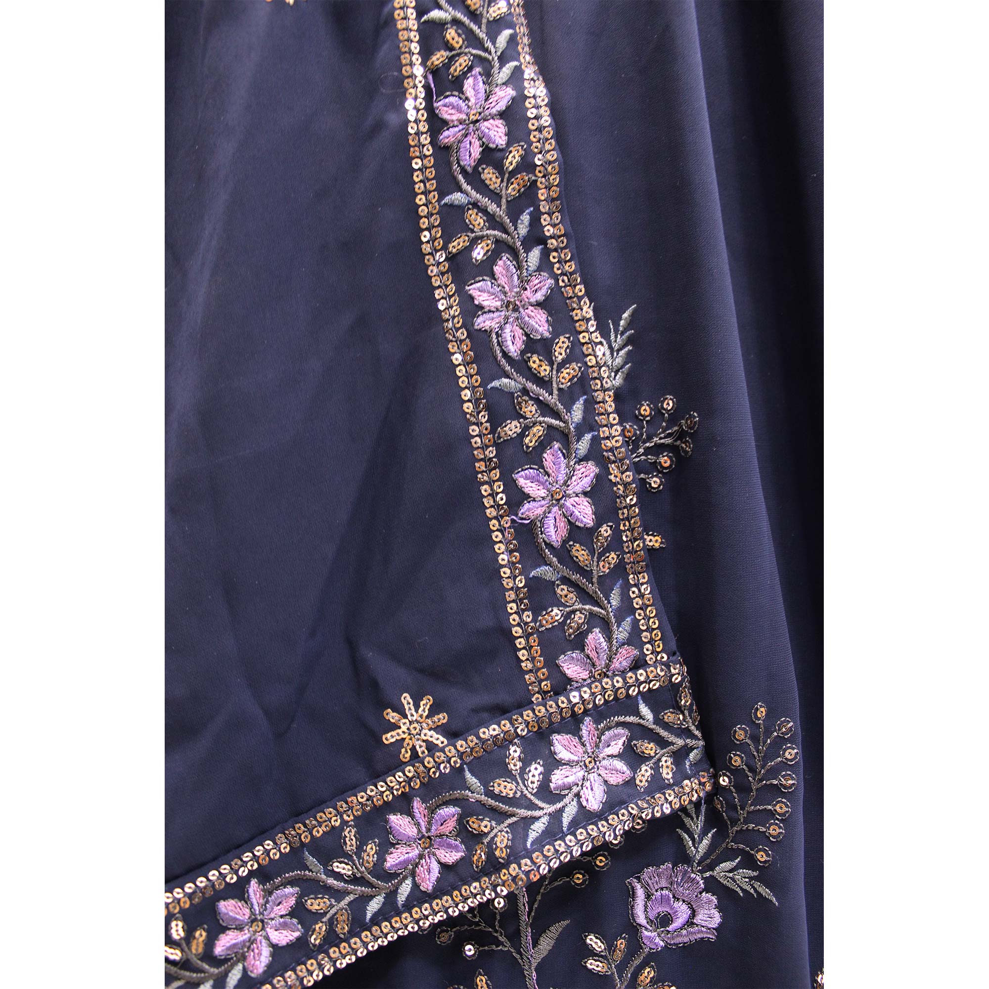 Navy Blue Sequins Embroidered Georgette Lehenga Choli