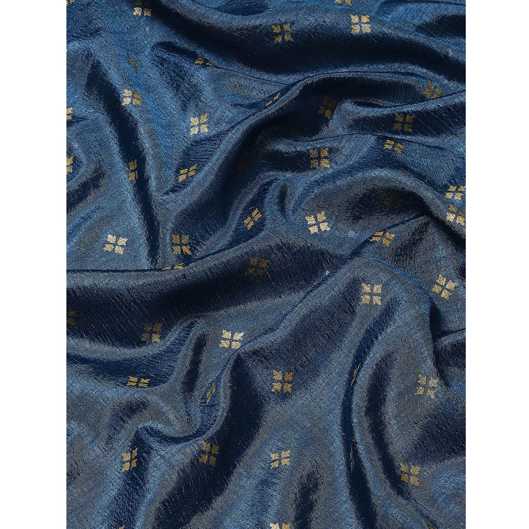 Blue Woven Vichitra Silk Saree