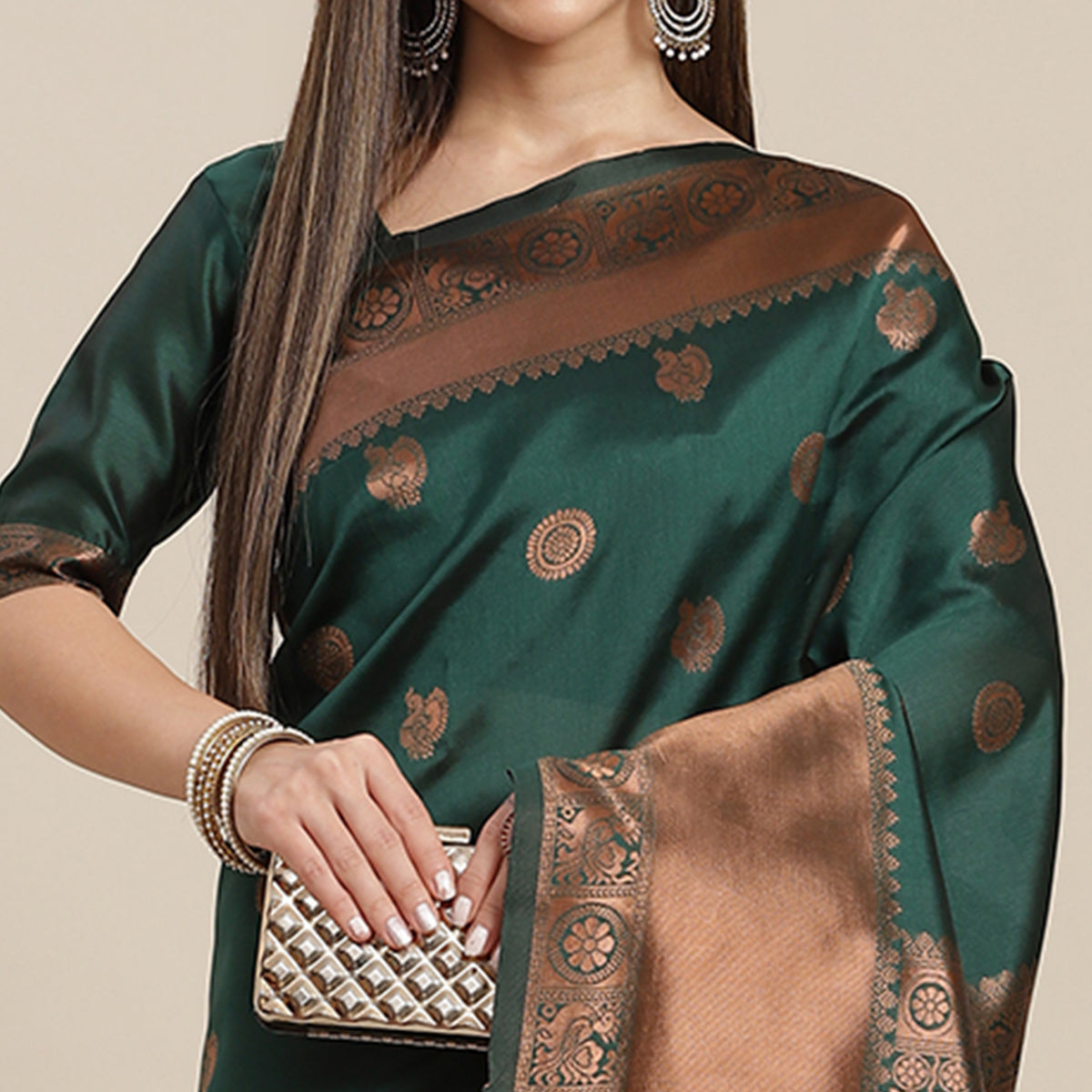 Green Woven Banarasi Silk Saree