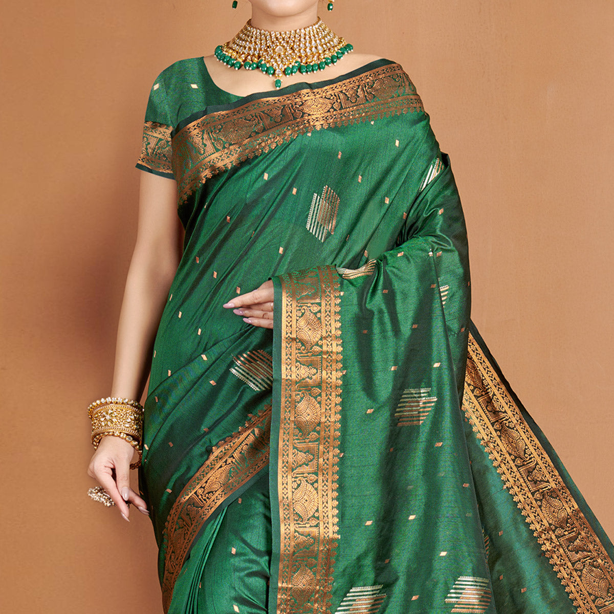 Green Woven Banarasi Silk Saree