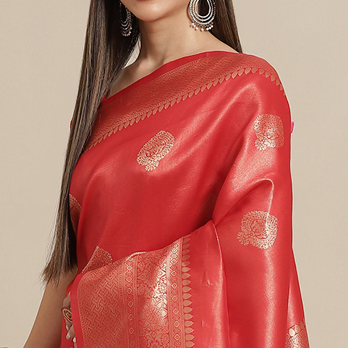 Red Woven Banarasi Silk Saree