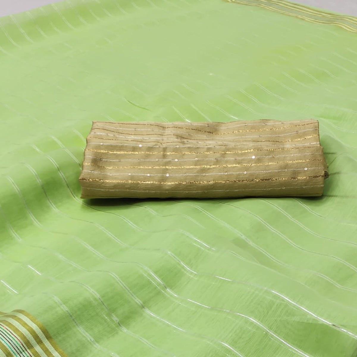 Green Woven Linen Saree