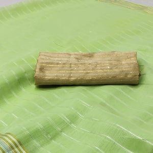Green Woven Linen Saree