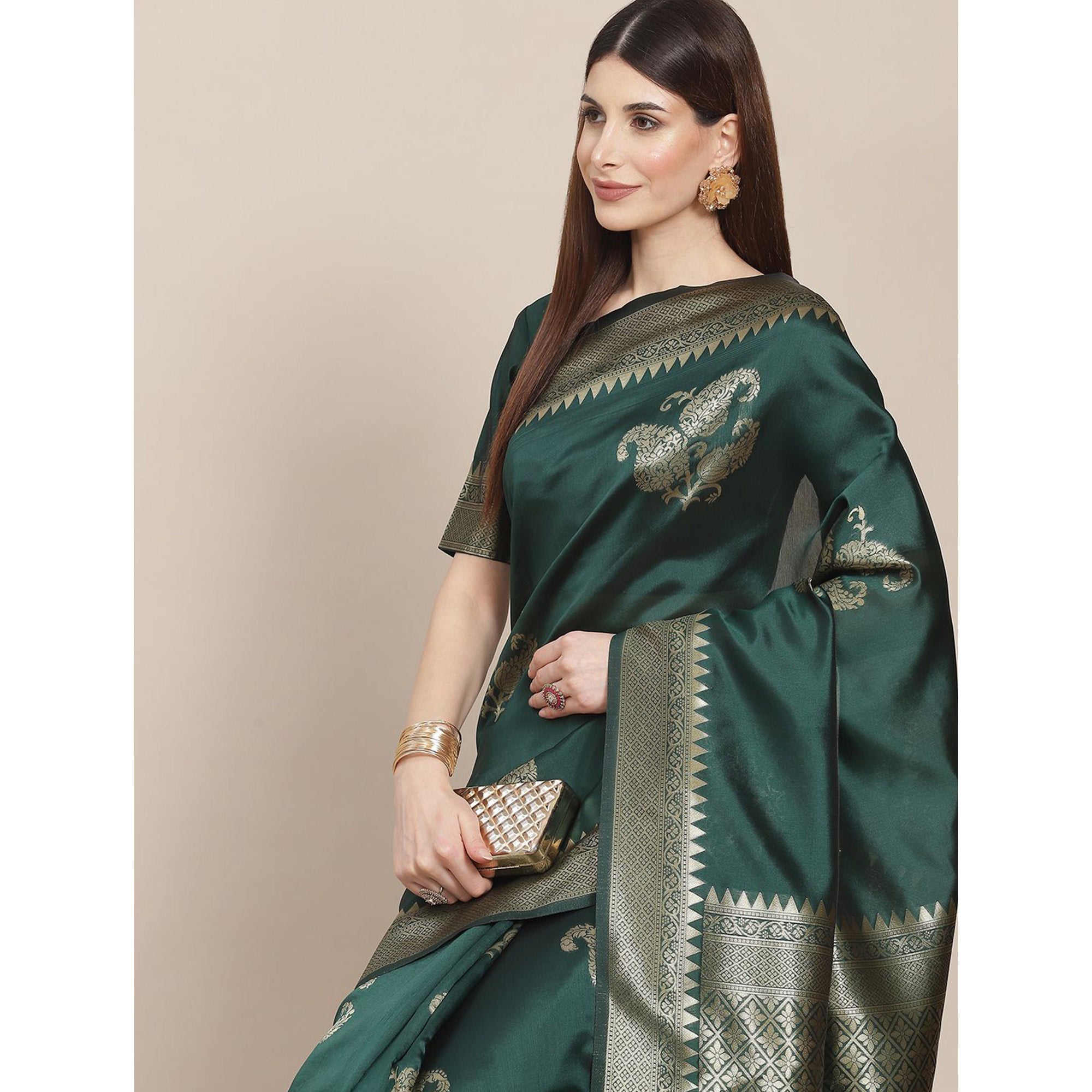 Green Woven Banarasi Silk Saree