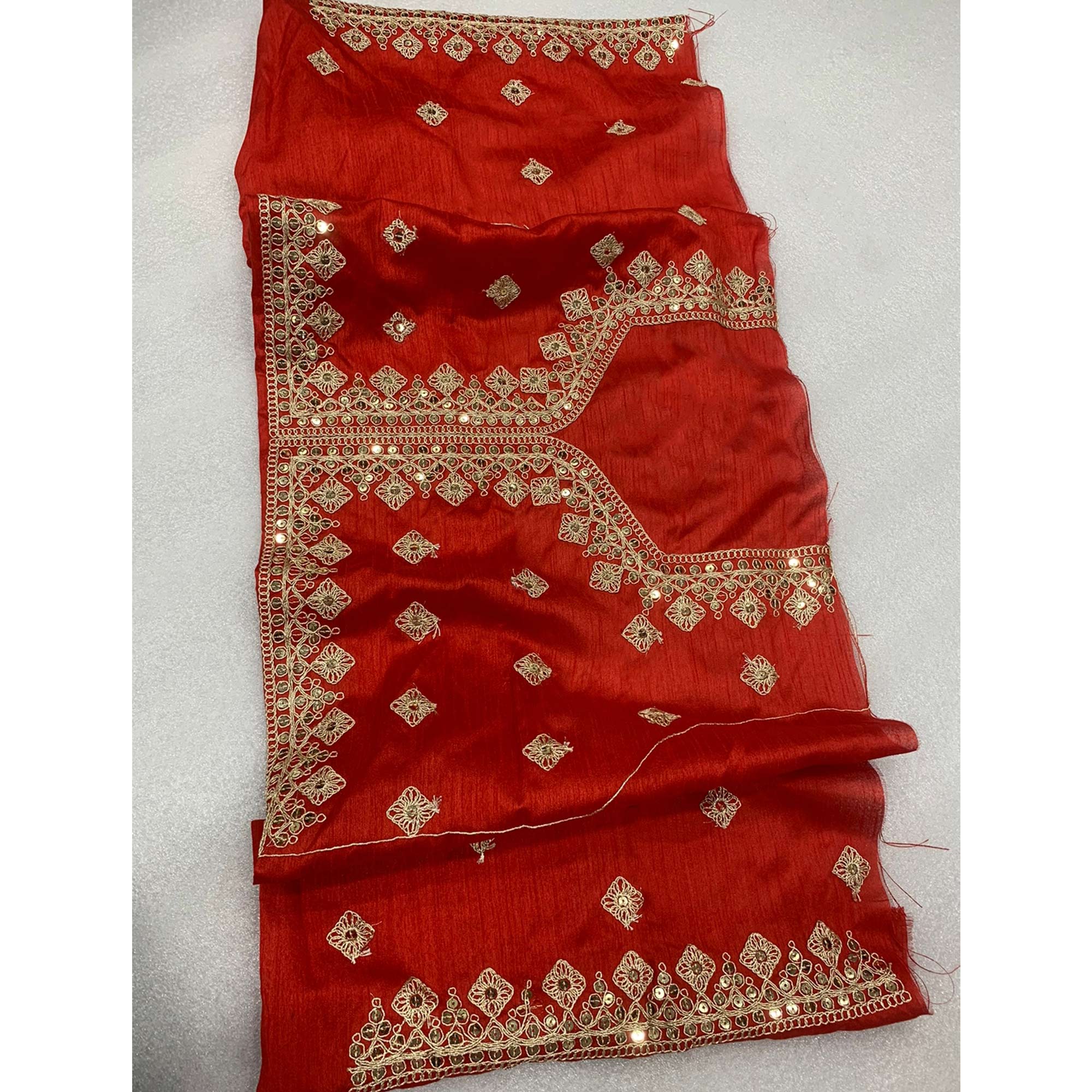 Red Sequins Embroidered Georgette Saree