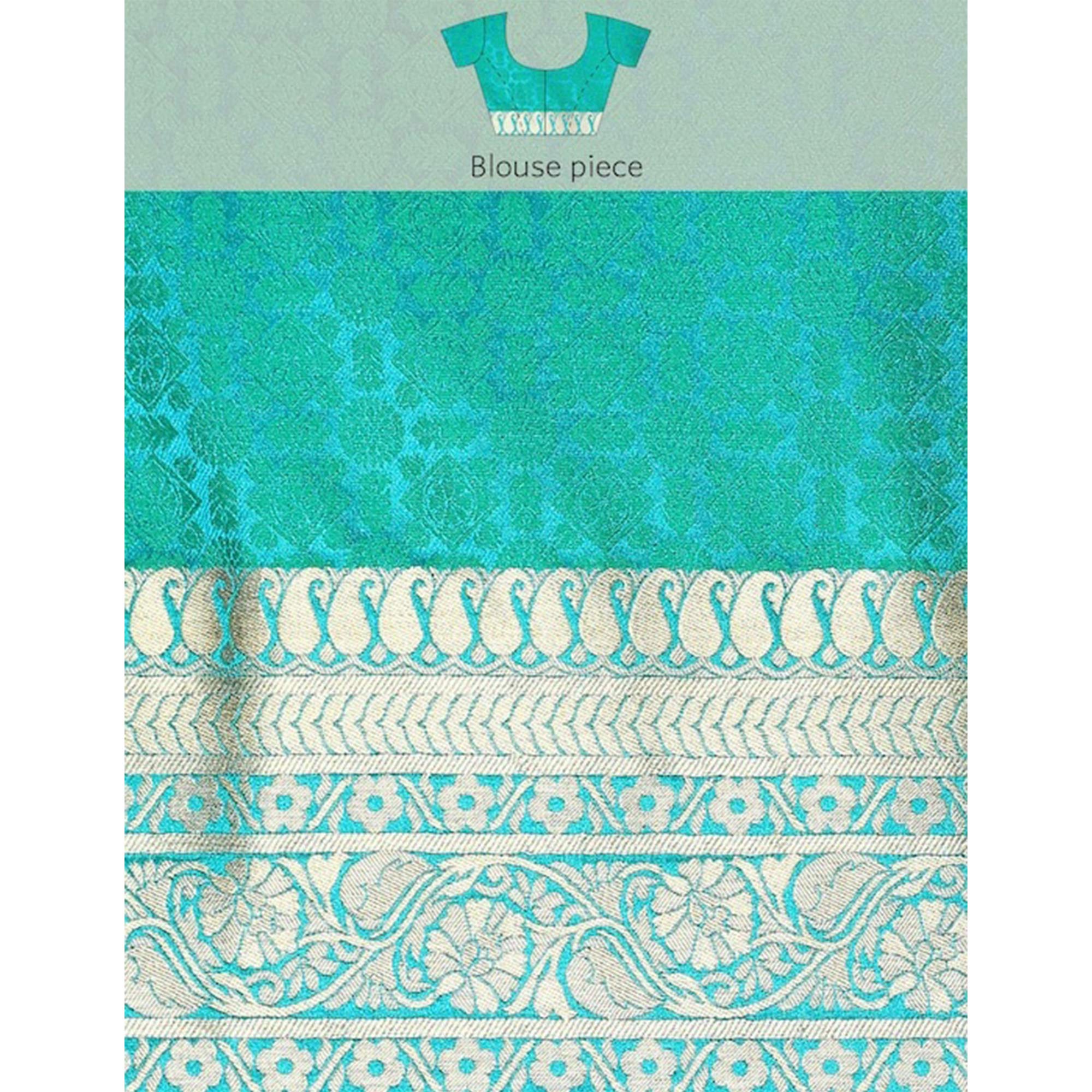 Rama Blue Woven Kanjivaram Silk Saree WithTassels