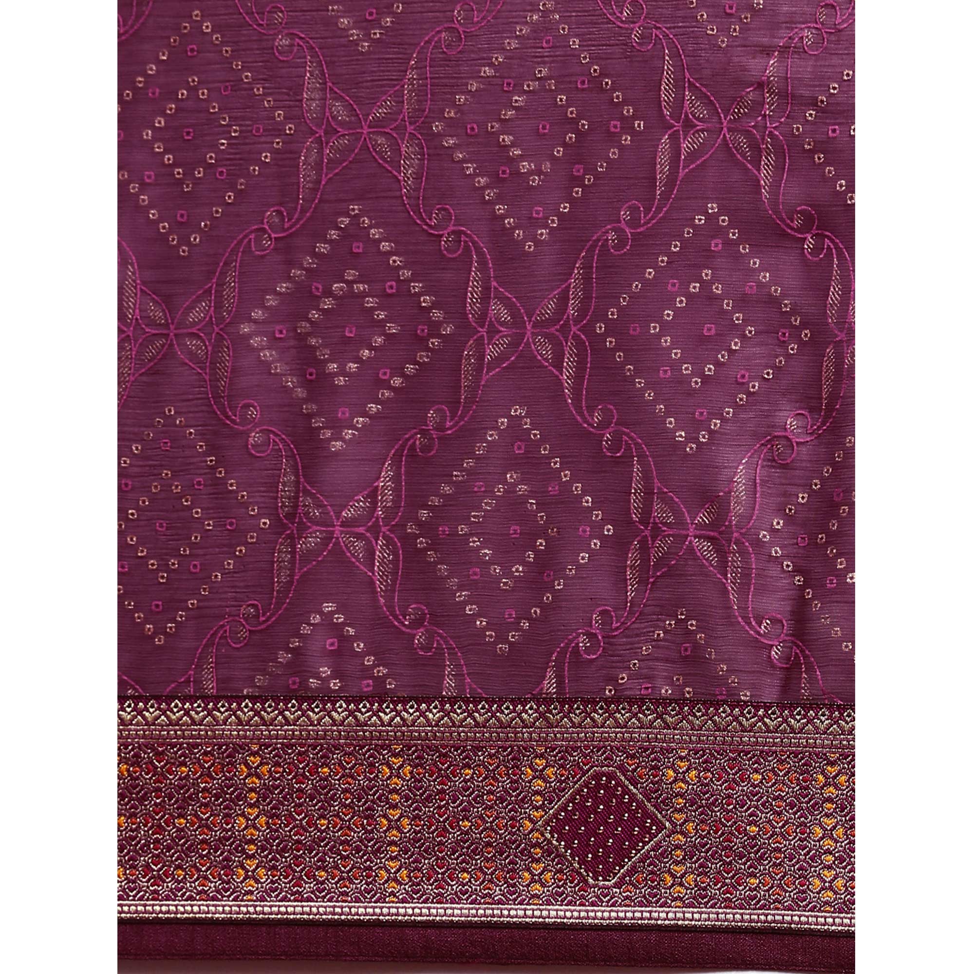 Purple Foil Printed With Fancy Border Chiffon Saree