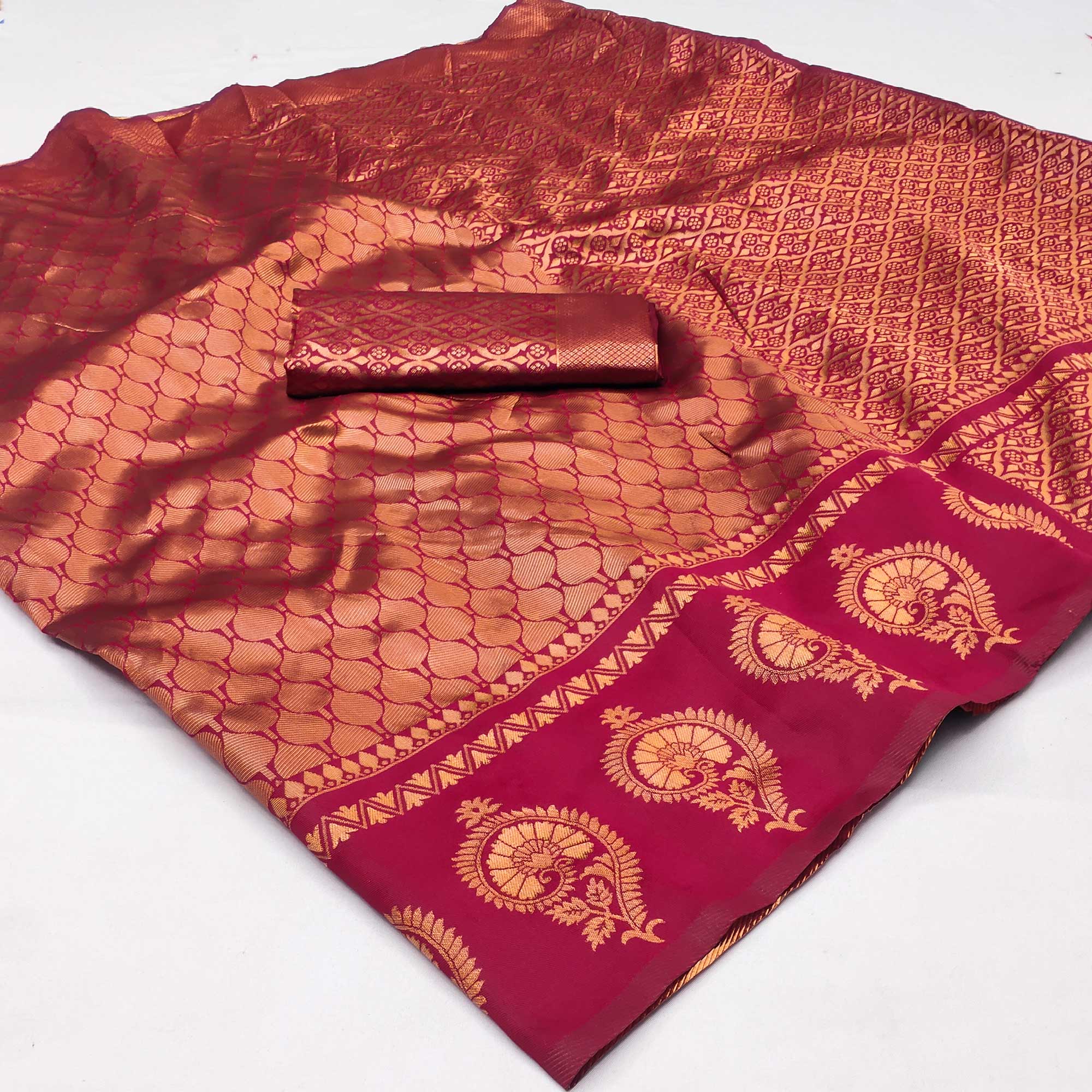 Red Woven Banarasi Silk Saree