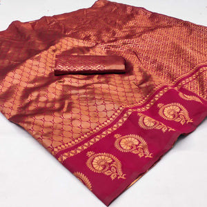 Red Woven Banarasi Silk Saree