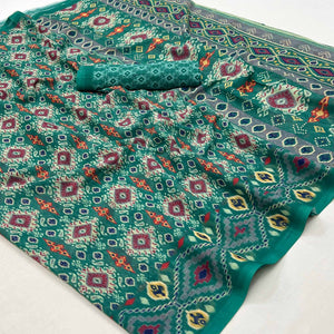 Rama Green Digital Printed Georgette Saree