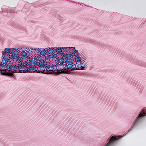 Pink Striped Pattern Manipuri Silk Saree