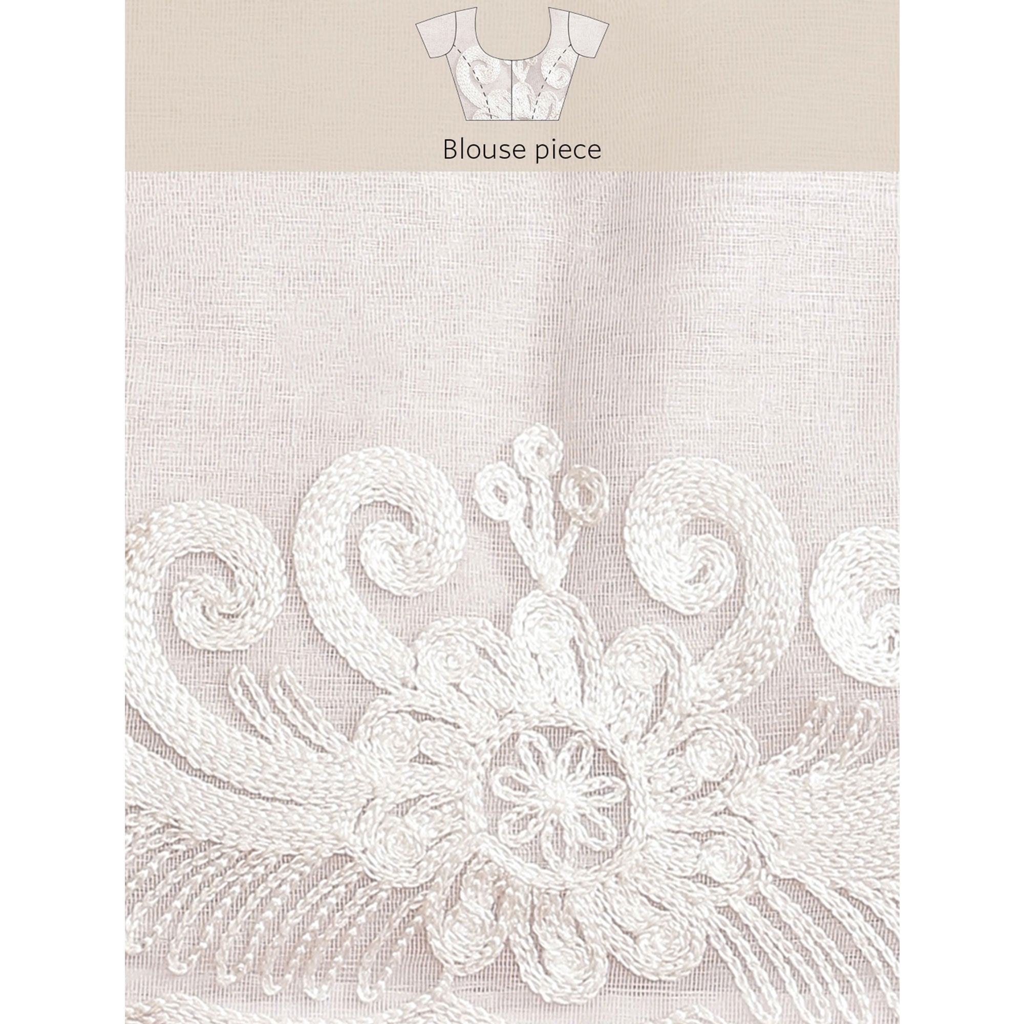 White Floral Embroidered Net Saree