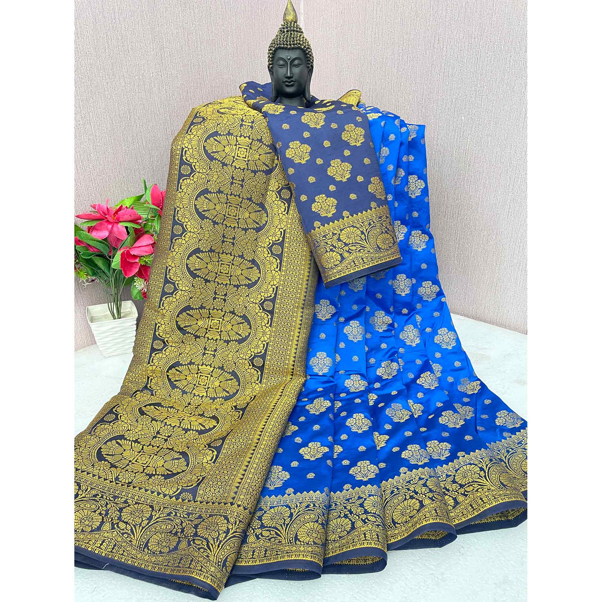 Blue Woven Banarasi Silk Saree