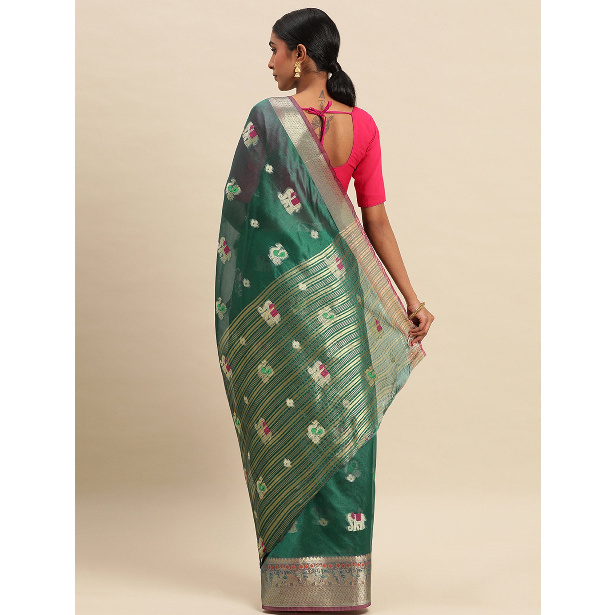 Rama Woven Organza Saree