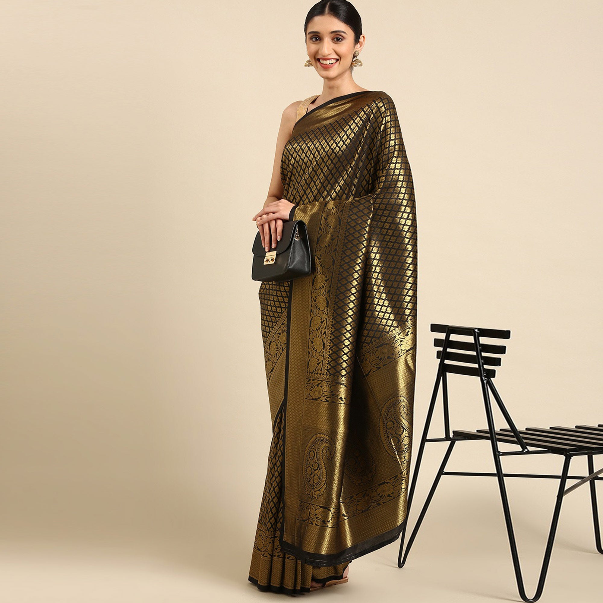 Black Woven Kanjivaram Silk Saree