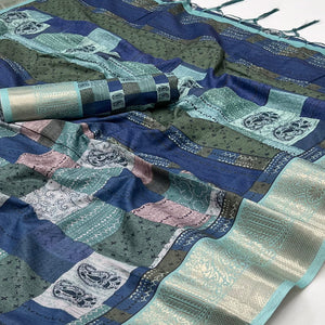 Multicolor Floral Digital Printed Pure Cotton Saree