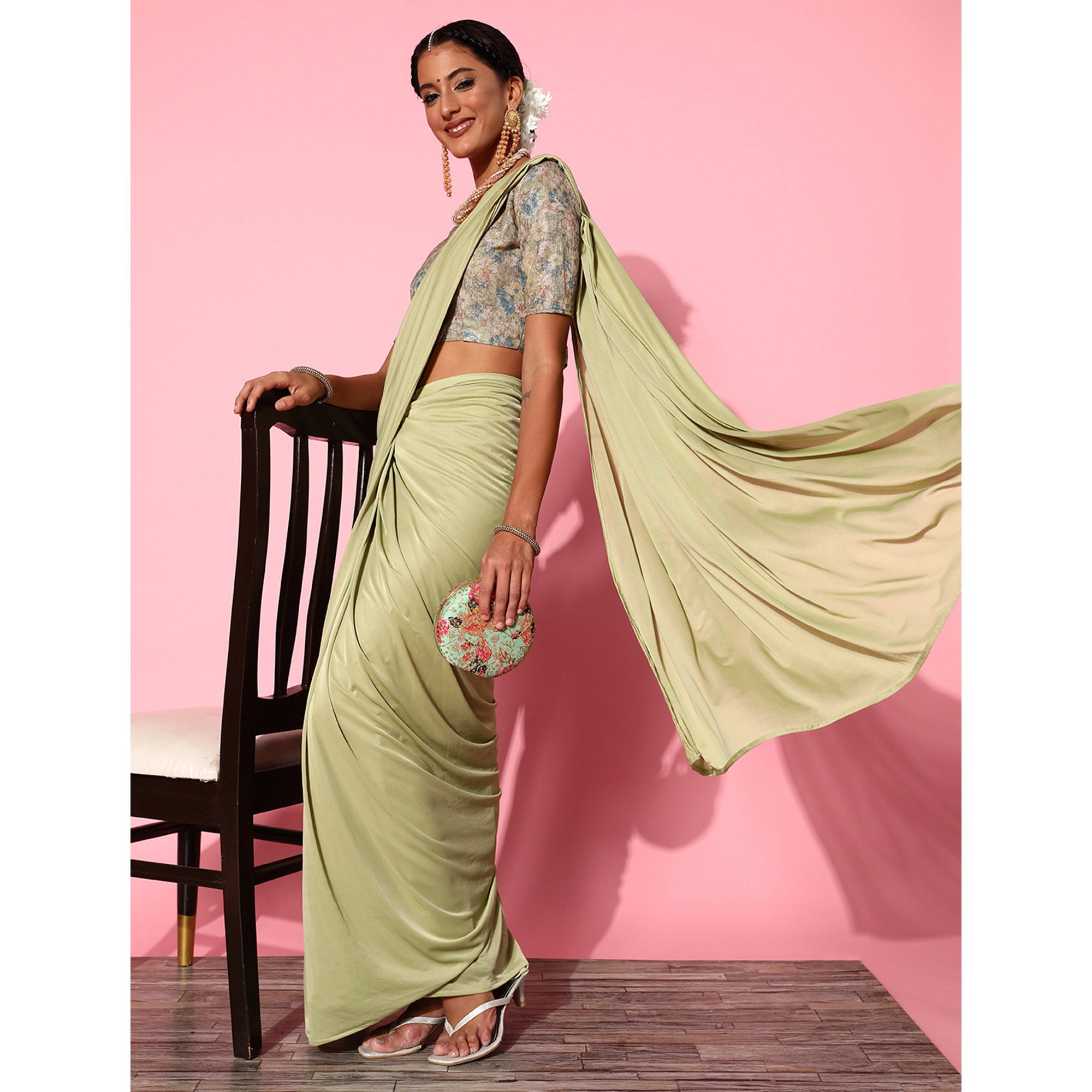 Green Solid Art Silk Saree