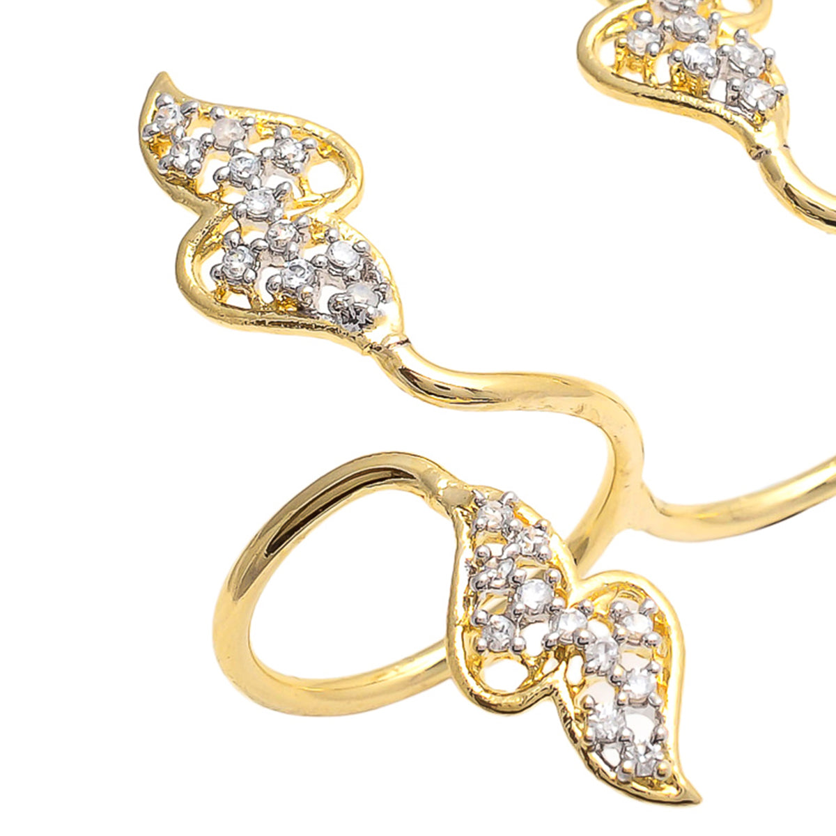 Gold Polish Double Finger Adjustable Ring