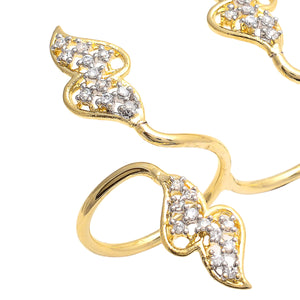 Gold Polish Double Finger Adjustable Ring