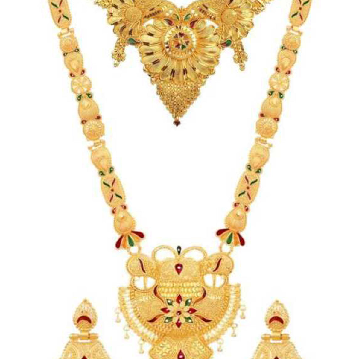 Gold Plated Short and Long Alloy Jewellery Combo Set