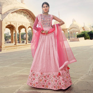 Light Pink Sequins Embroidered Raw Silk Gown
