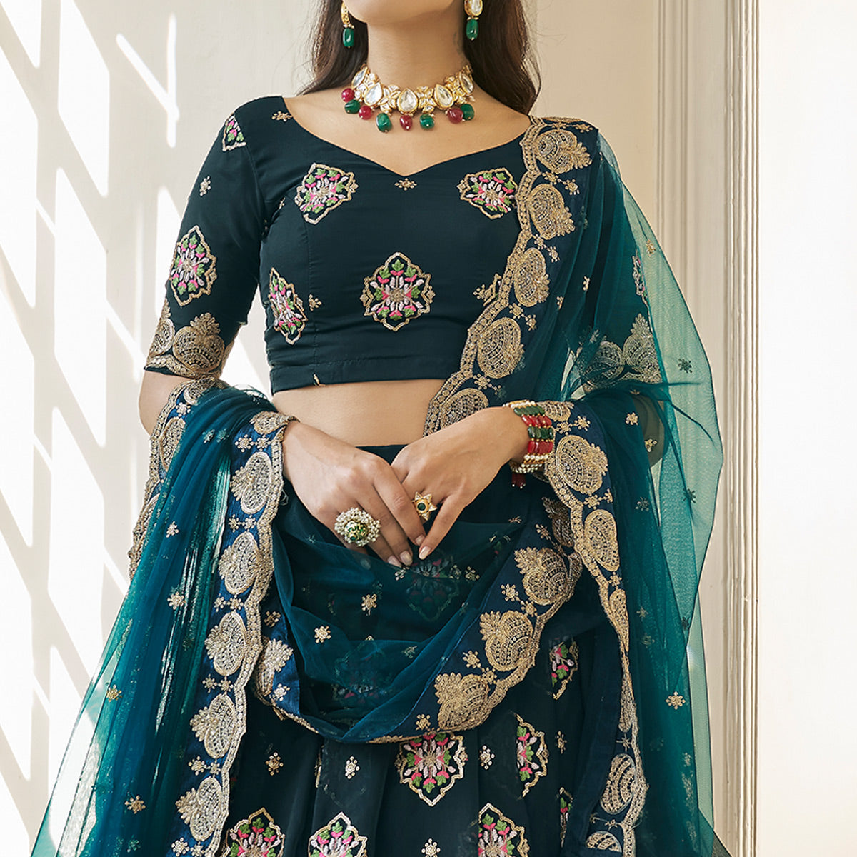 Morpich Sequins Embroidered Organza Lehenga Choli