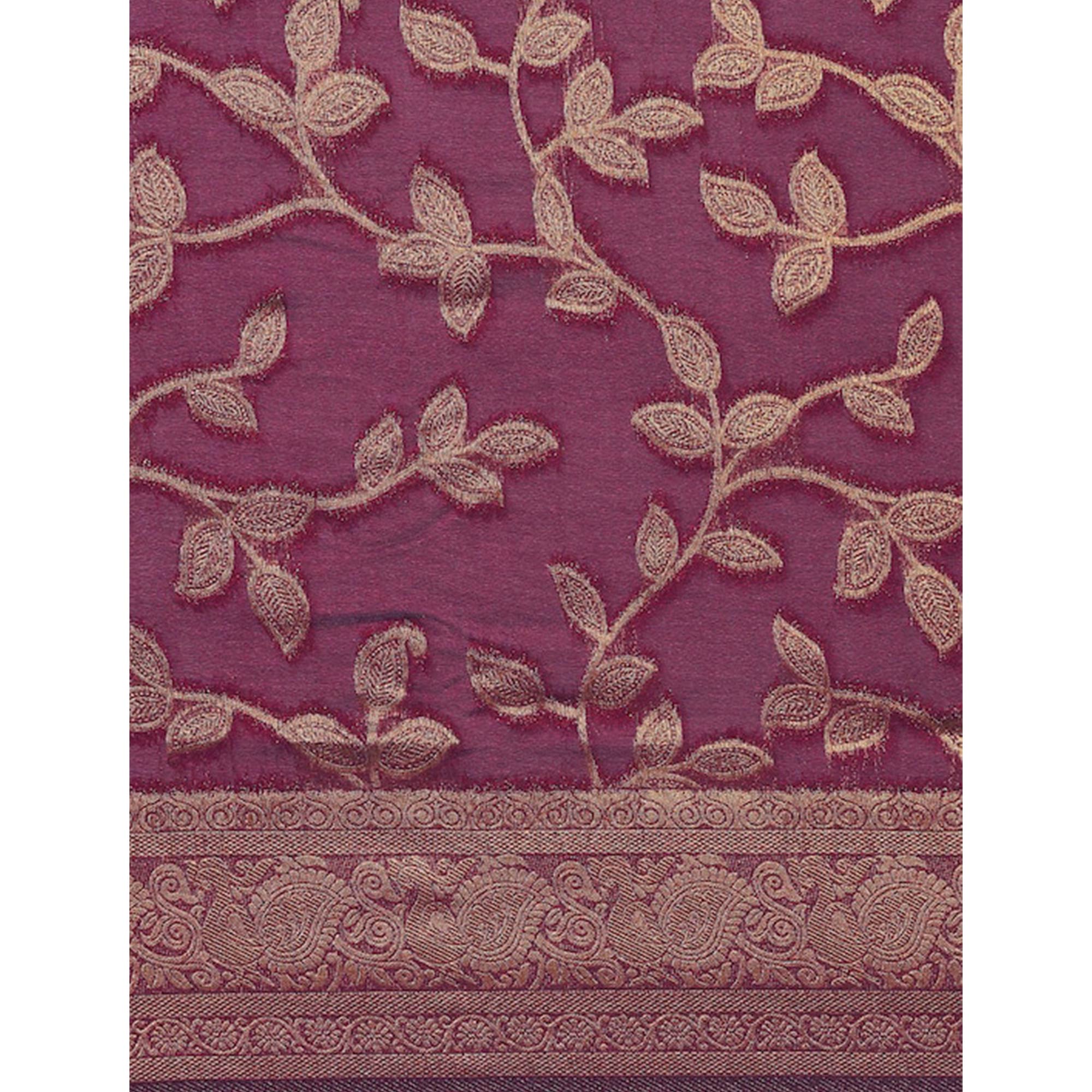 Purple Woven Kanjivaram Silk Saree WithTassels