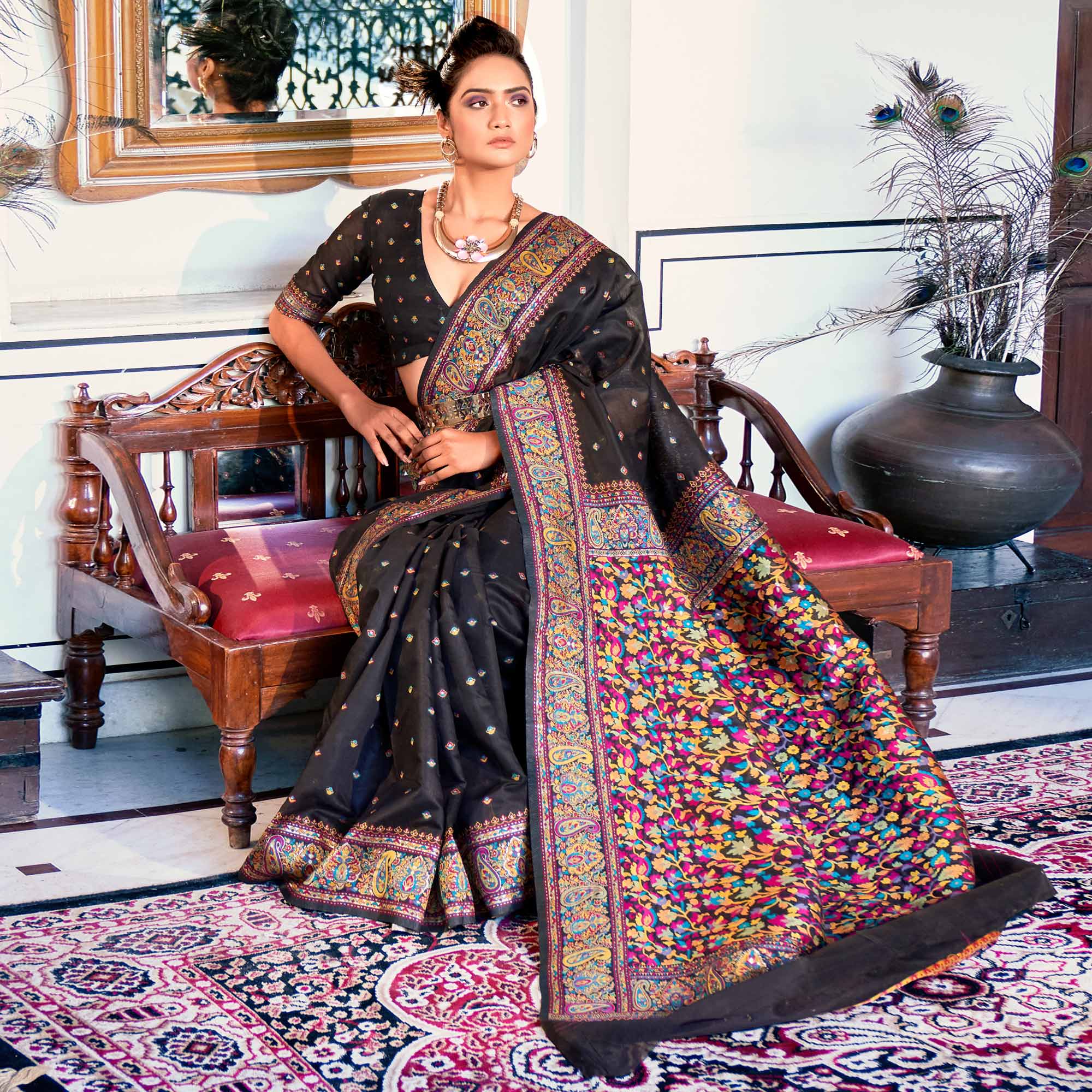 Black Woven Modal Saree