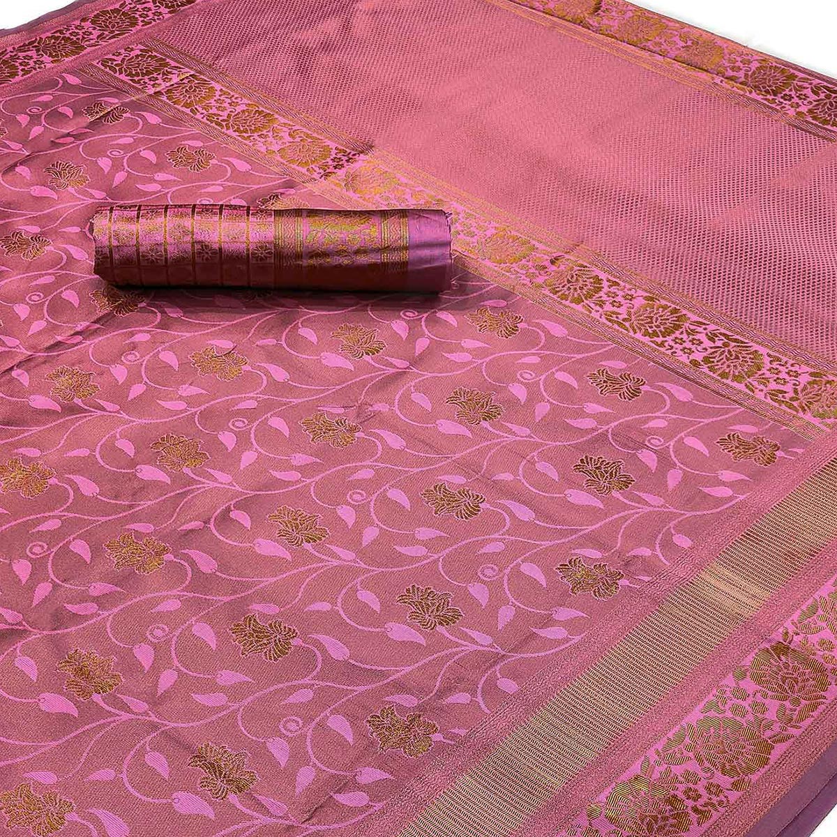 Mauve Woven Banarasi Silk Saree