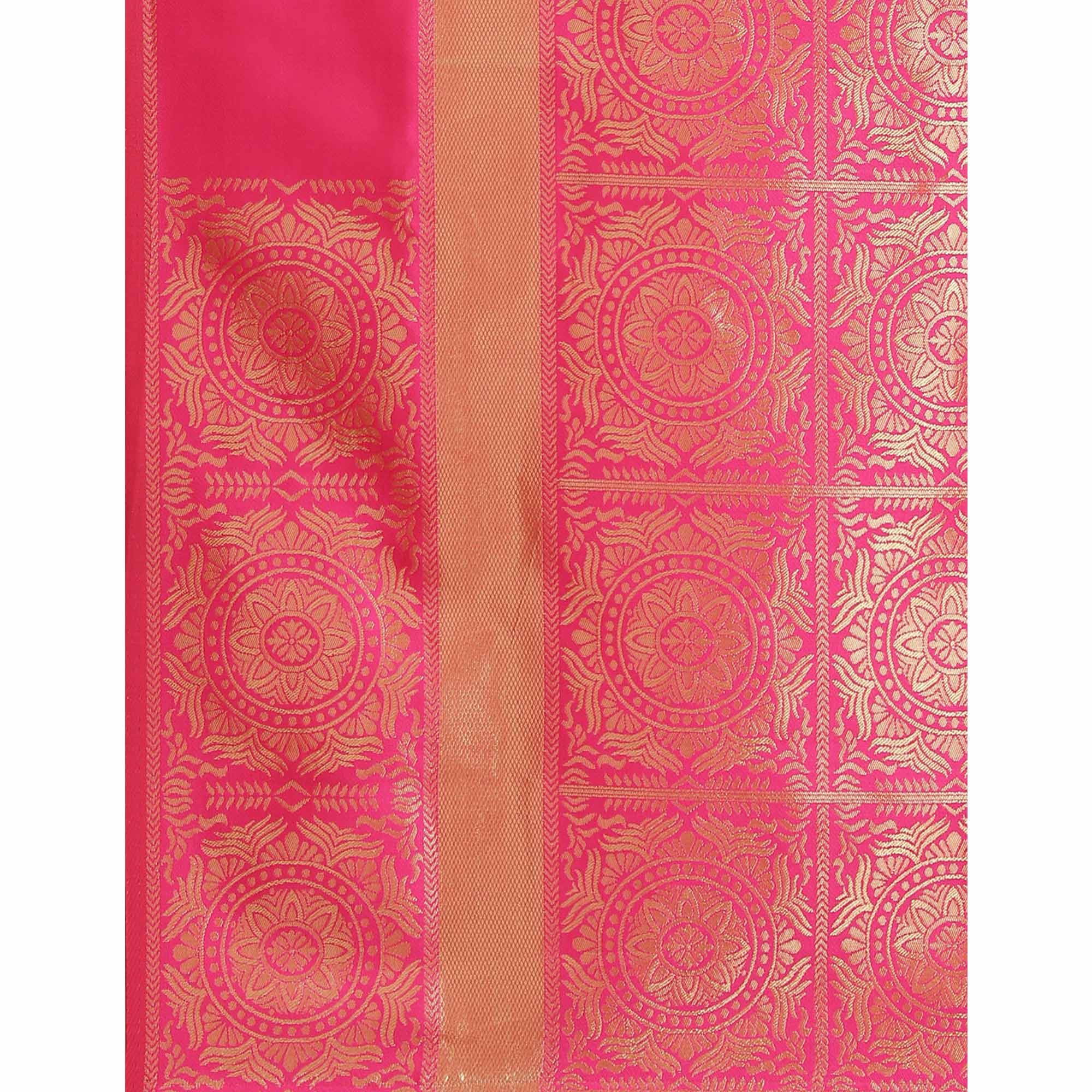 Pink Woven Banarasi Silk Saree