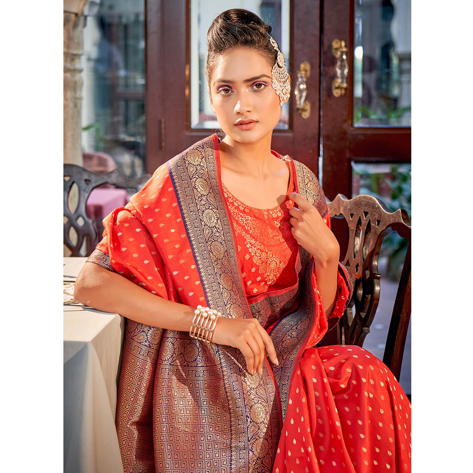 Red Woven Banarasi Silk Saree