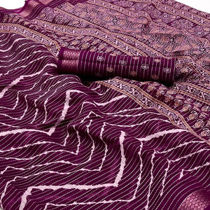 Wine Embroidered Cotton Silk Saree